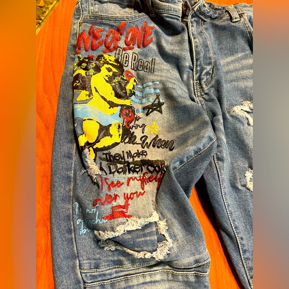 Blue Skinny Jeans with Distressed Details - Picture 3 of 8